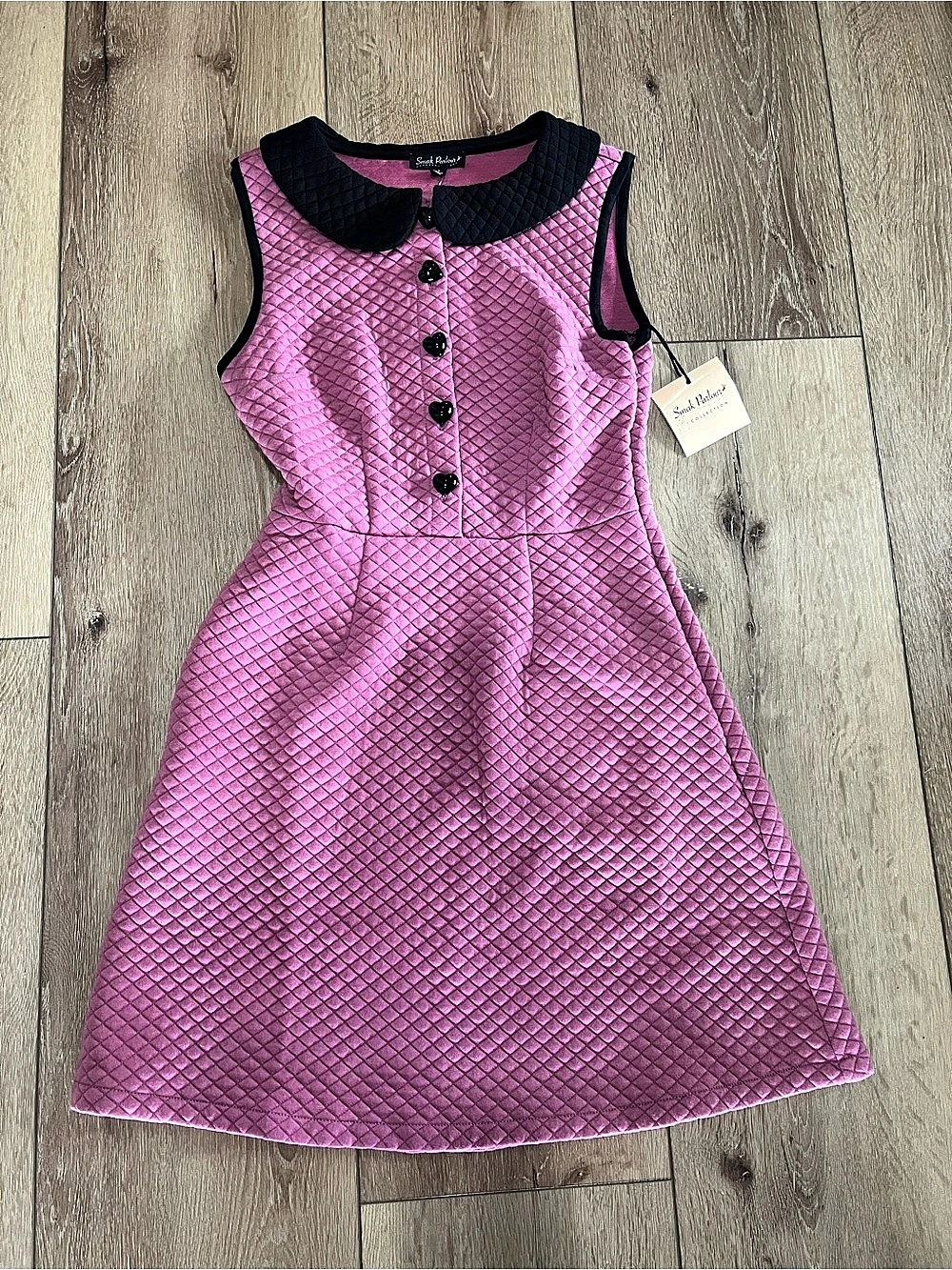 Smak Parlour Quilted Mini Dress in Pink & Black Size Small NWT